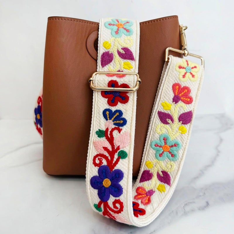 TCOMVEZ Embroidery Flower Purse Strap Replacement Crossbody for Handbags Women Guitar Strap 2 inch Wide Adjustable Bag Straps - Image 2